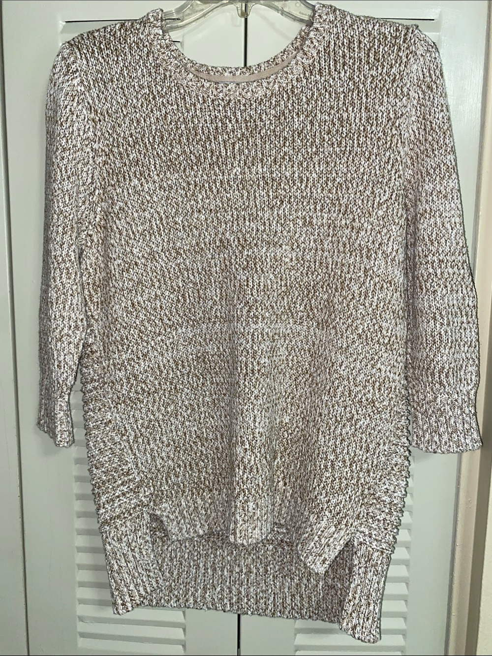L.L. Bean • Marled • Oatmeal • High-Low • Side Slit • Crewneck Sweater • Large - Picture 4 of 5